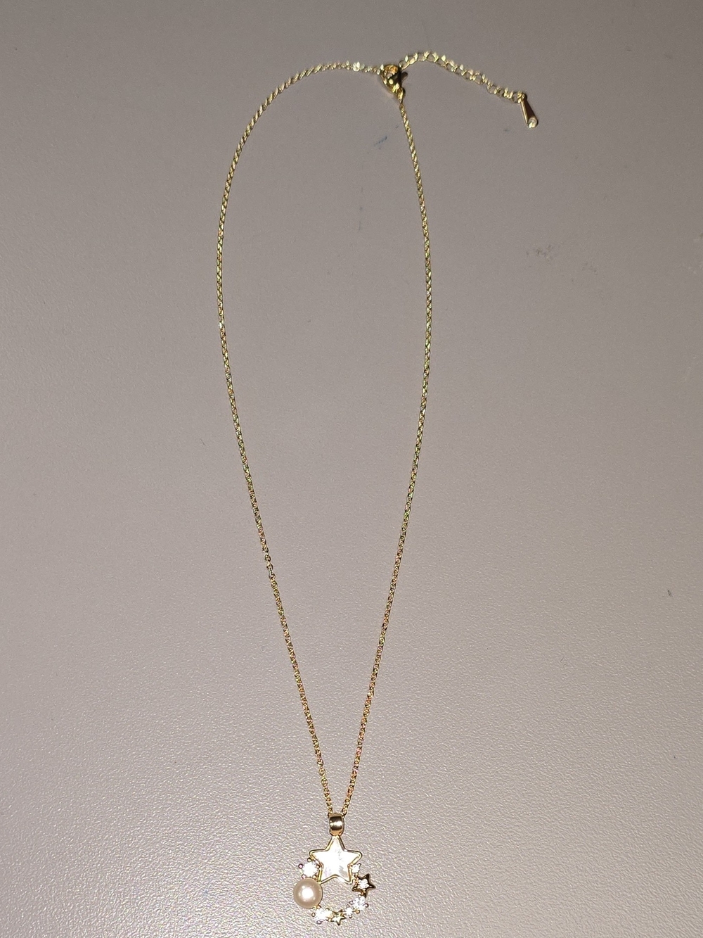 NWOT 18k Gold Over Brass Real Freshwater Pearl Celestial Star Wreath Necklace 18